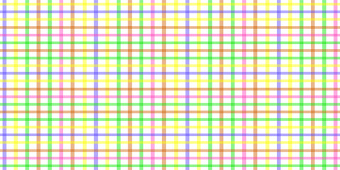 Colorful geometric square grid line seamless pattern. Retro rainbow gingham style background. Abstract tartan fabric texture illustration.