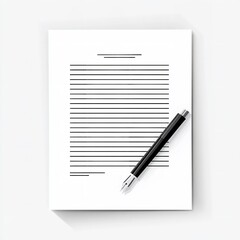 Noir icon of document and pencil, vector line art style, white background, simple design, bold outline, monochrome, professional business logo concept, high resolution, Generative AI.