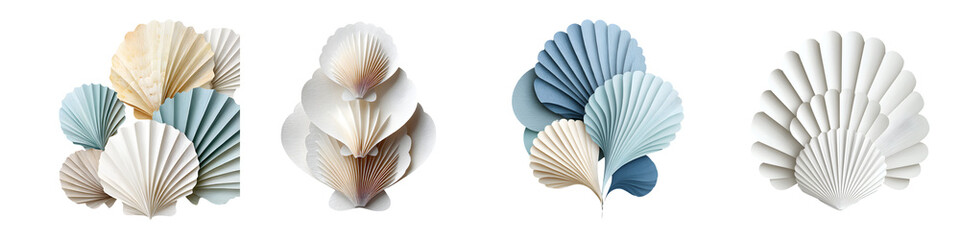 Elegant Seashell Fan Decorations: Pastel Colors, Coastal Aesthetic