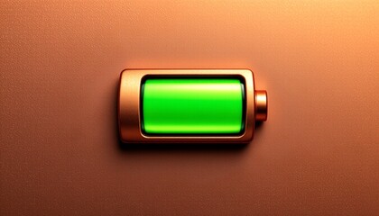 A fully charged battery glows with green