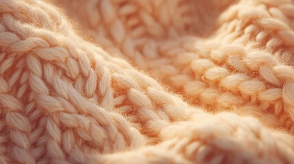 Nahaufnahme handgestrickter cremefarbener Wollpullover-Textur