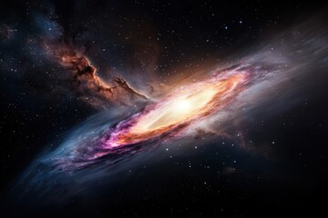 Fototapeta premium Vibrant Spiral Galaxy and Nebula in Deep Space space galaxy nebula vibrant universe spiral galaxy