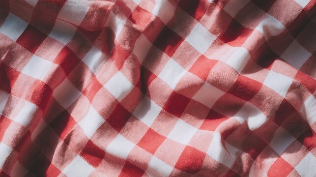 Rot-wei&szlig;e Karomuster-Textur, Falten, Stoff