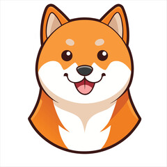 Cute cartoon shiba inu dog face with a happy expression