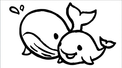 Fototapeta premium Two cute whales interacting
