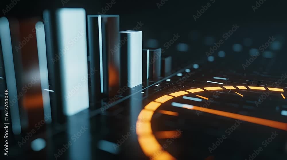 Poster abstract digital visualization of data with circular and linear graph elements