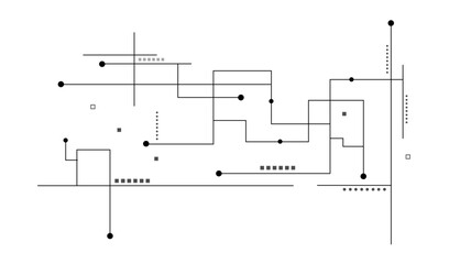 Modern white and black abstract background with Connected lines and dots.