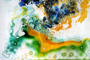 Mixed liquids in fluid colorful painting