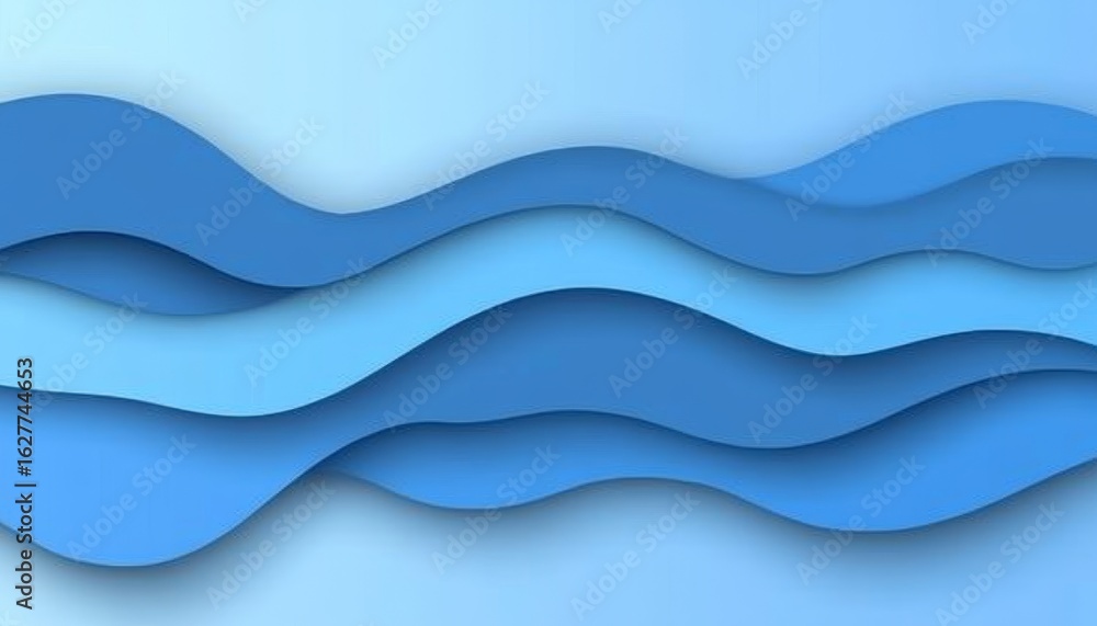 Canvas Prints elegant and modern 3d low profile style wave texture pattern in baby blue monochromatic colors