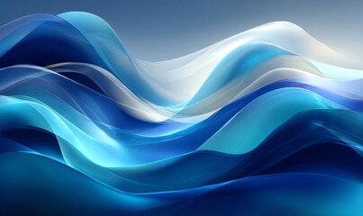 Abstrakte blaue Wellen, fließende Transparenz und subtile Lichtspiele