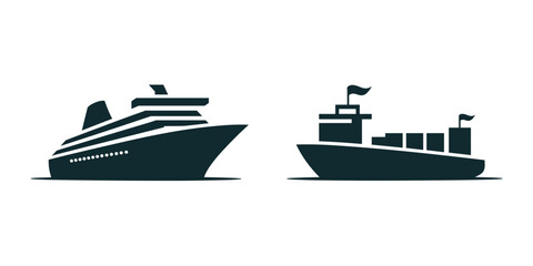 Obraz premium Cargo and Cruise Ships at Port, Maritime Industry Illustration