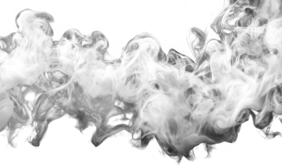 Abstract white smoke swirls against black background