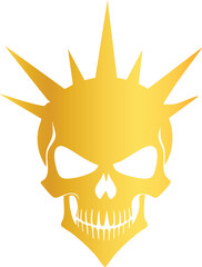 Retro Punk Skull Golden Silhouette

