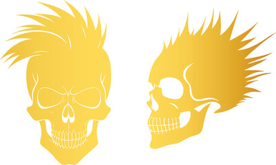 Gold Color Punk Skeleton Head Vector

