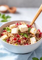 quinoa salad with pomegranate in a bowl