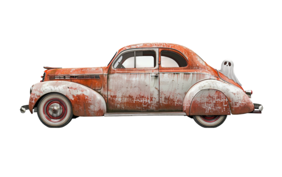 Vehicle Containing Ghost on white background