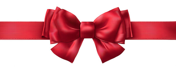 Red satin ribbon bow on a black background