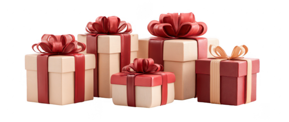 Stacked gift boxes with red ribbons (3)