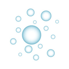 Air bubbles flat set, soap foam oxygen bubbles, fizzy drink, water bubbles, vector design elements isolated. Vector Illustration.
