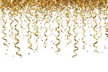 Gold curly strands cascading on black