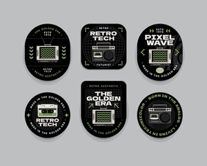 Vintage 80s and 90s Technology Flat Badges Collection