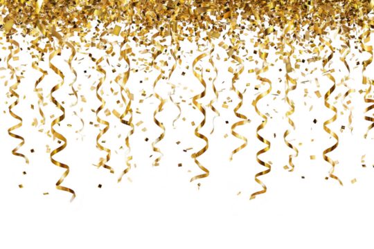 Gold curly strands cascading on black