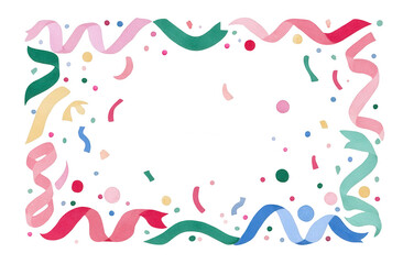 Colorful ribbon and confetti frame