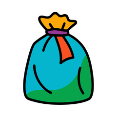 Colorful large garbage bag vector on white background.