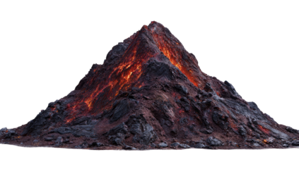 Volcanic mountain peak erupting with fiery lava (1)