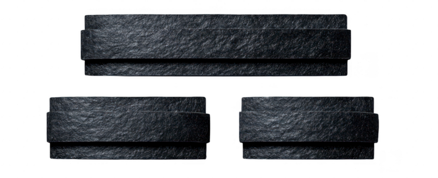 Three dark gray textured bands