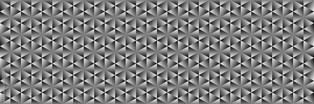Aufkleber horizontal seamless elegant gradient black and white in triangle and hexagon pattern and background.