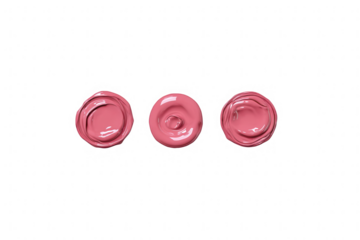 Three circles of pink cosmetic product