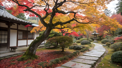 Naklejka premium Japanese autumn tree foliage 