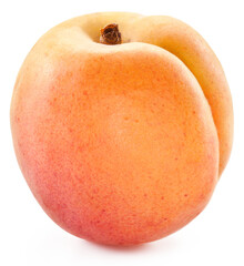 Ripe yellow apricot with red side isolated on white background. Cut out PNG file.