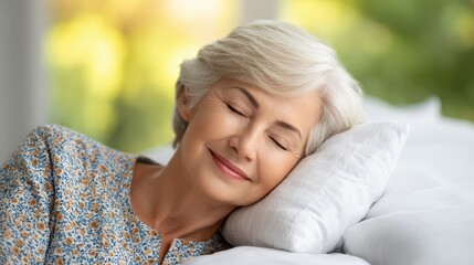 Happiness in the final stage or moments of life, an elderly person lying peacefully in a warm and relaxing atmosphere.