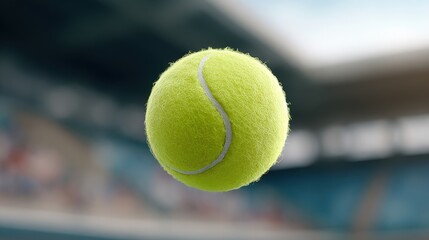A close-up of a tennis ball captured in fast motion during an intense match.