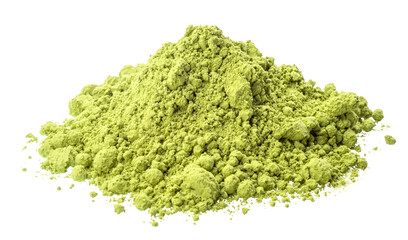 Obraz premium Matcha tea, finely ground powder of green tea on white background. File contains clipping path.
