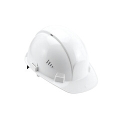 Fototapeta premium Simple white safety construction helmet angled view on transparent background