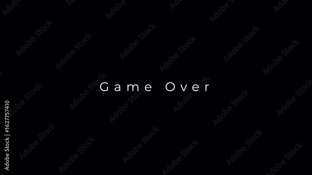Poster energetic glitch animation of “game over” text with transparent alpha channel. designed for fast-pac