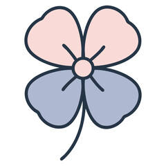 Stylized four leaf clover with pastel pink and blue petals