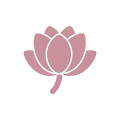 Simple geometric pink lotus flower illustration with white outline