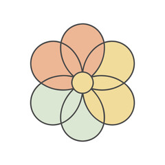Abstract geometric flower with soft pastel petals and simple design