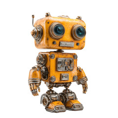 Rusty, yellow robot, standing pose