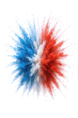 Dynamic Explosion of Red, White, and Blue Powder Creating a Vibrant, Abstract Burst of Color