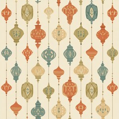Ramadan Lantern Vector Seamless Pattern Set