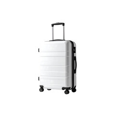 Minimalist white suitcase standing upright, sleek design, on transparent background