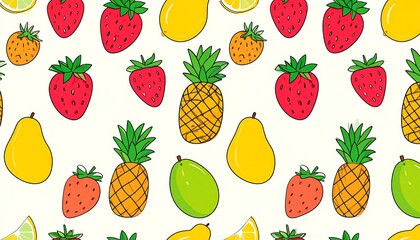 Colorful fruit pattern on white background
