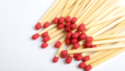 Close-up of matches on a white surface