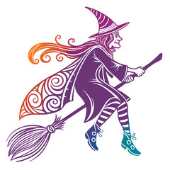 witch broom silhouette vector illustration