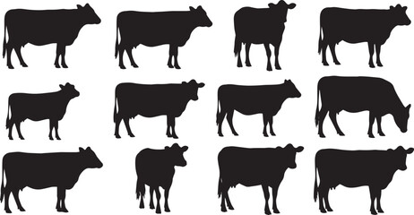 Jersey Cow Silhouette Set